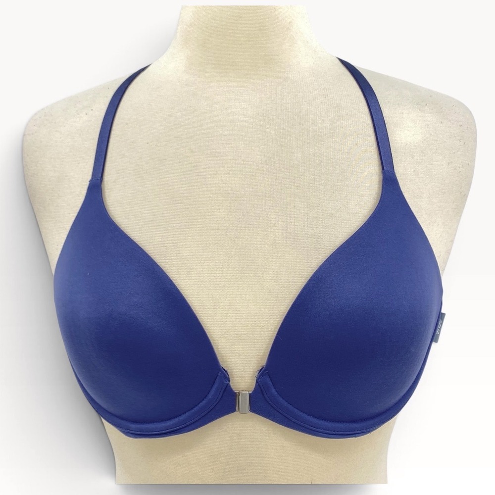 Aerie Sunnie Bra 36B Blue Front Clasp Strappy Racerback Underwire